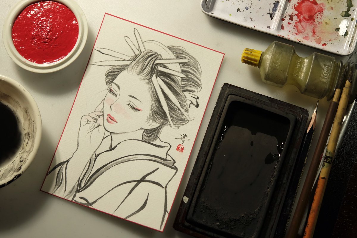手描きで年賀状を描いております
越前画仙紙に墨とフィレンツェ・ゼッキの水彩
モデルはツナマヨさん@T_utero ✨☺️✨
こちら年を跨がないウチにBOOTHにも出したいのですが、どうかな〜〜3枚か5枚くらい?描けたら出品しますね🎊🎉🥳㊗️👍
間に合うかしら
https://t.co/TVHeHZ71Kt