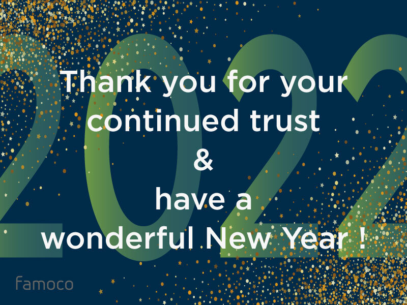Happy new year from the entire team at Famoco ! 🎉

We wish you all the best 💚
May this new year be filled with peace and joy 🙌

Stay tuned for something new coming in 2022 ! 👀