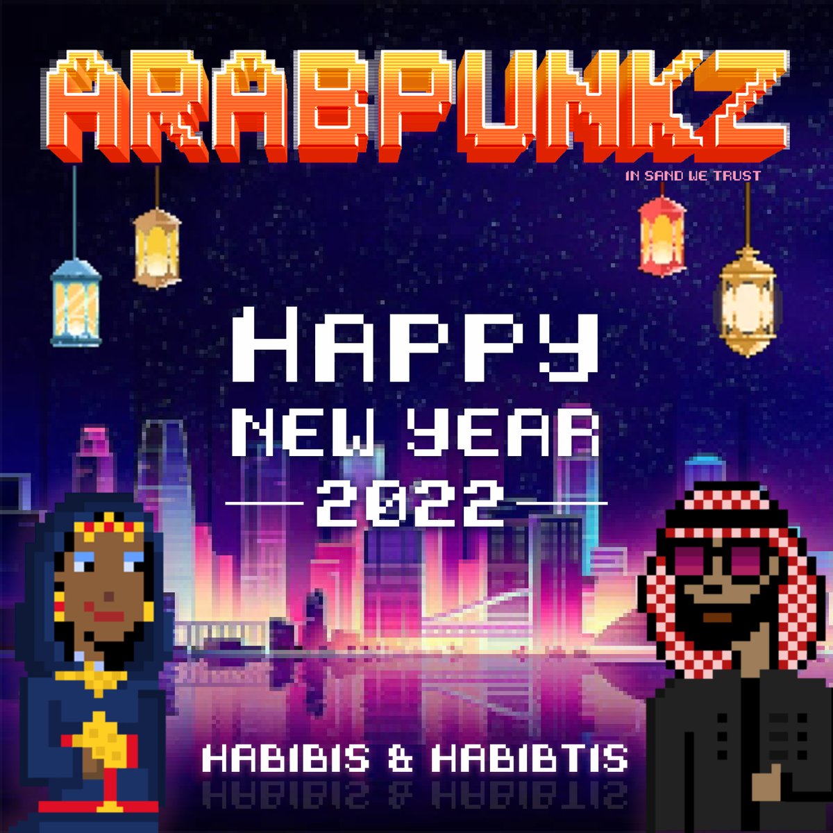 arabpunkz's tweet photo. Happy new year habibis &amp; habibtis 🥳
Here is a small recap for you:
🎉 Don't miss our twitch event 10pm Saudi Time, there will be gifts
🛢️ Delist arabs &amp; habibtis and accumulate $ARAB token
💰 70% of the Habibti royalties into the $ARAB token LP

#arabpunkz #habibtis https://t.co/se6QE8J36p