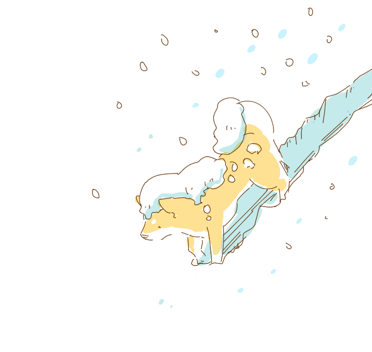 「帰宅ー 結構雪がすごかったよー>< 」|ごんのイラスト