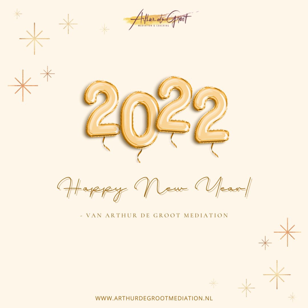 arthurdegroot_'s tweet photo. Arthur de Groot Mediation wenst iedereen een gezond, relaxed en succesvol 2022! 🤩🥂 https://t.co/5djfjqdokC