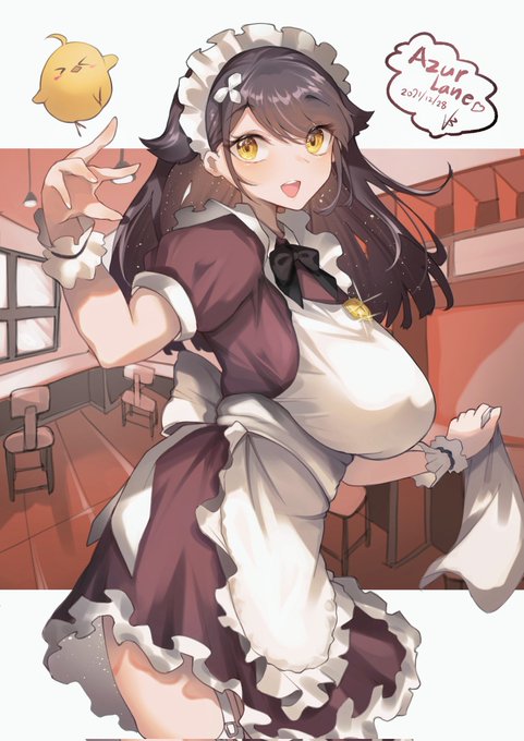 #アズールレーン #AzurLane 
メイド鳥海を描いてみました 