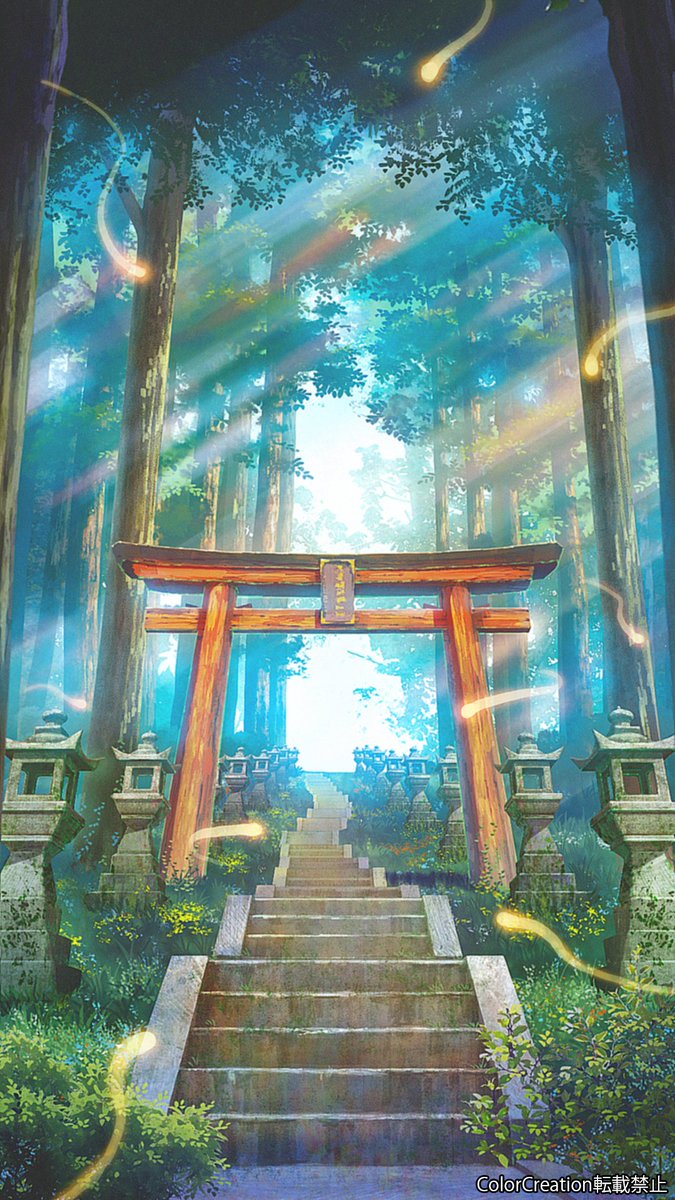 no humans stairs torii scenery tree nature forest  illustration images