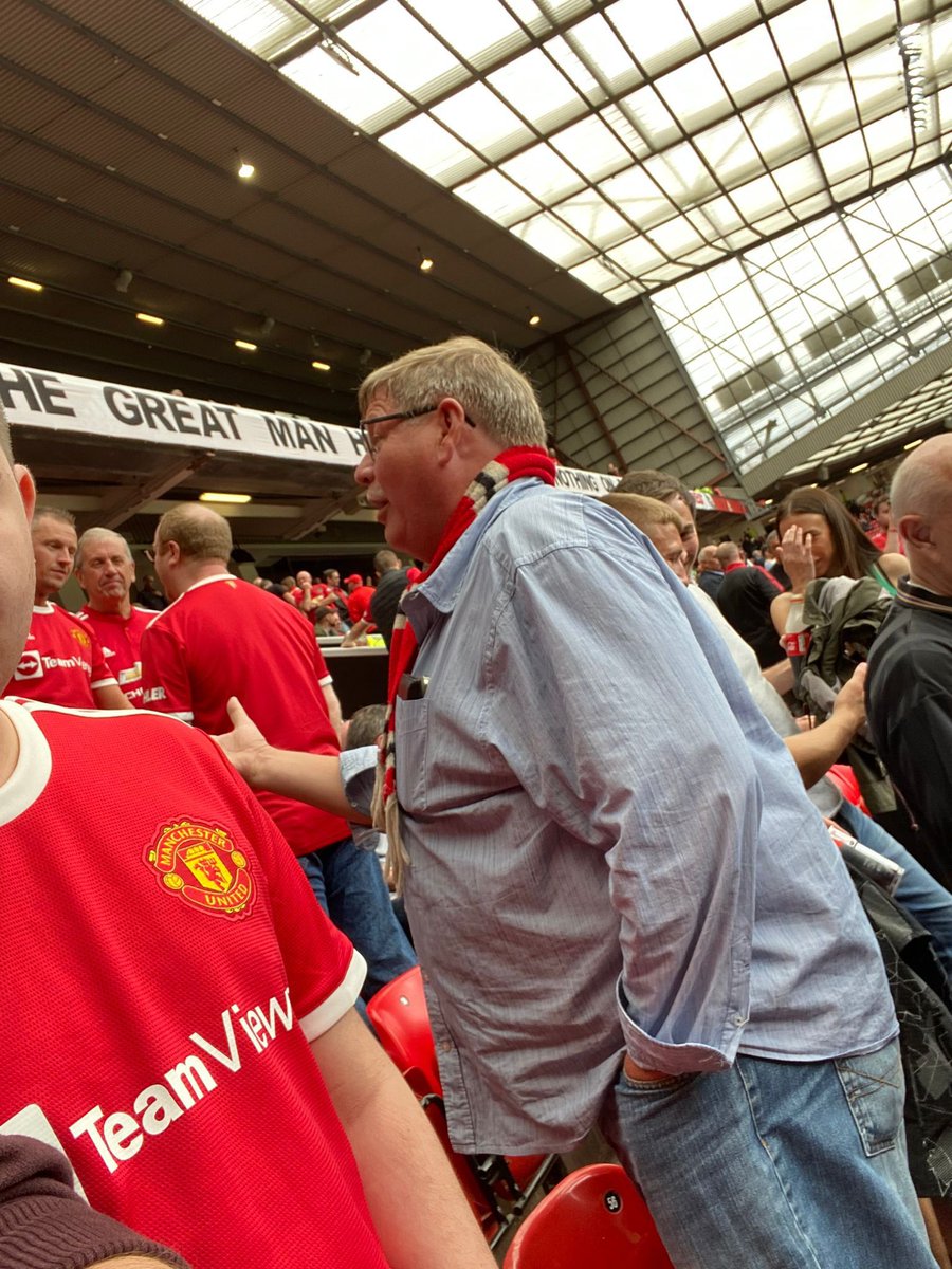 Gaz_Grech's tweet photo. Heard the sad news that the Big Dane ��Steen” who sat next to me when I go to utd has passed away, we had great chat on his last game 😞 , travelled from Denmark alone for every match.#eaststand #Legend #rip #truered @ManUtd @United_Webby @UnitedStandMUFC https://t.co/KfZy3Wi7Cd