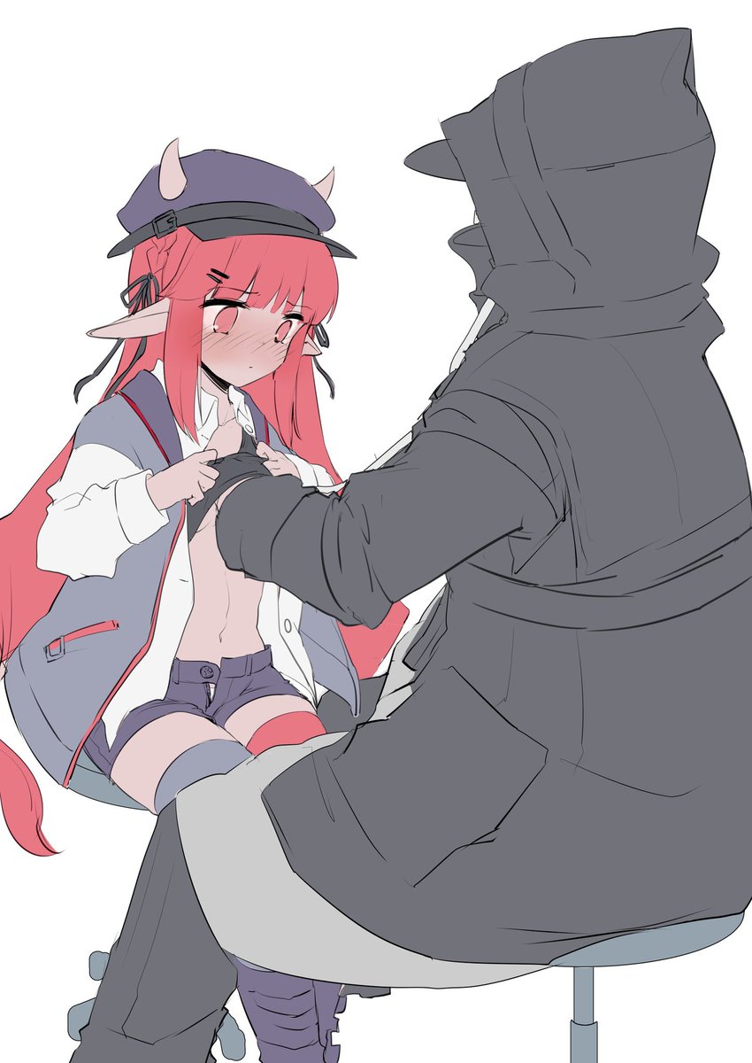 最後は、そのうち完成させたいラフ…診察されるヴィグナ、口腔チェックを受けるシージ、エッチなメイド服でご奉仕するマッターホルンです!!! 