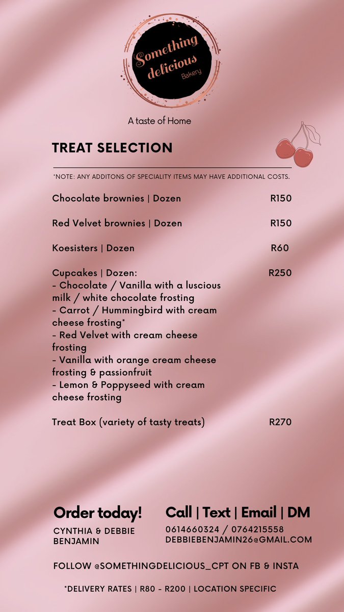 DebbieStarB's tweet image. Got you covered 🍒✨ #somethingdelicious
#homemade #supportlocal #supportsmallbusiness #CapeTown  #baked #januworry