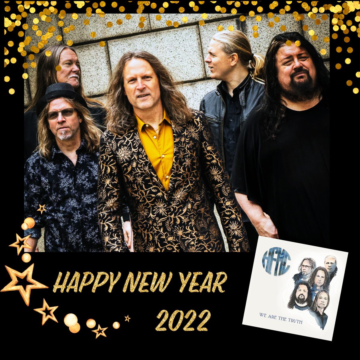 hfmcband's tweet photo. HFMC wants to thank everyone for the support during 2021. Even though 2022 also probably will have its challenges we want to wish you all a Happy New Year. Hopefully we will meet at a venue where we will be playing our music live for you. https://t.co/FJnJjYLqMm