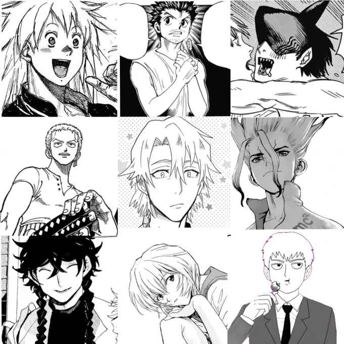 My favourite characters from my top 9 animanga 