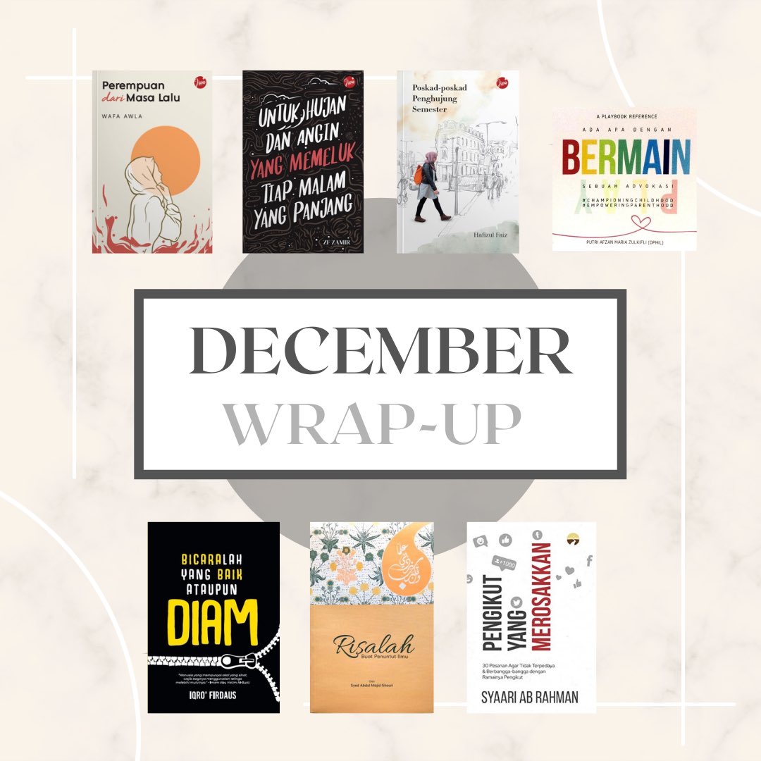 EHNathasia's tweet photo. DECEMBER WRAP-UP 2021
Bacaan keseluruhan 15 buah buku.
Nak baca ulasan pendek setiap buku? Boleh rujuk rajutan ini ok 😊
#KLBACA
#MalaysiaMembaca https://t.co/jsh3uNiDU6