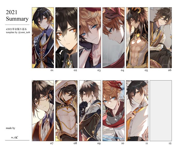 4～5年程、殆ど絵を描ける環境におらず、筆を折ろうと思ってた時に原神を知り
原神と原神の素晴らしいファンアートを見て感動して
自分ももう少し頑張れるのでは…と思い描き続けた一年でした。

テンプレお借りしました。 