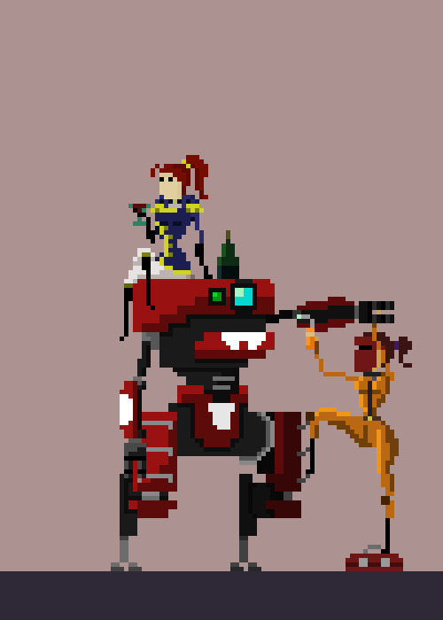 Bone_Idle_Games's tweet photo. Come download and play #GladiusGames 
Meet the team! Beat the team!
#characterdesign #mech #Mecha #Robot #pixelart #giantrobot #gamedev #IndieArtists #2Dfightinggame https://t.co/zTTF3Ol98Z
