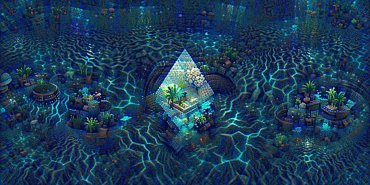 To begin the year, I knew nothing of GAN art. PixelLord from @pixel_gan sparked an interest in me with the Origins series. This 100 piece set captures much of my imagination in beautiful scenic views. My favorite is Underwater Oasis, which I will hold into eternity.