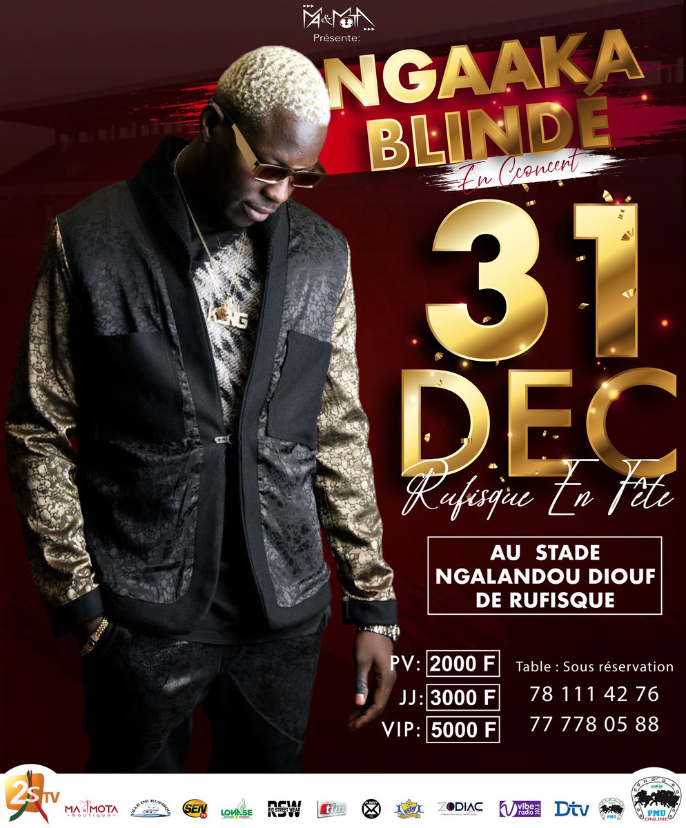 Hello Fam! Ce soir dernier concert de l’année à Rufisque avec <a href="/MAETMOTA/">M A & M O T A 🇸🇳🇸🇳🧡</a> ! 
Je vous attend avec impatience ! 
Nous allons fermer les portes de l’année 2021 et ouvrir celles de 2022 ensemble ! Inchallah