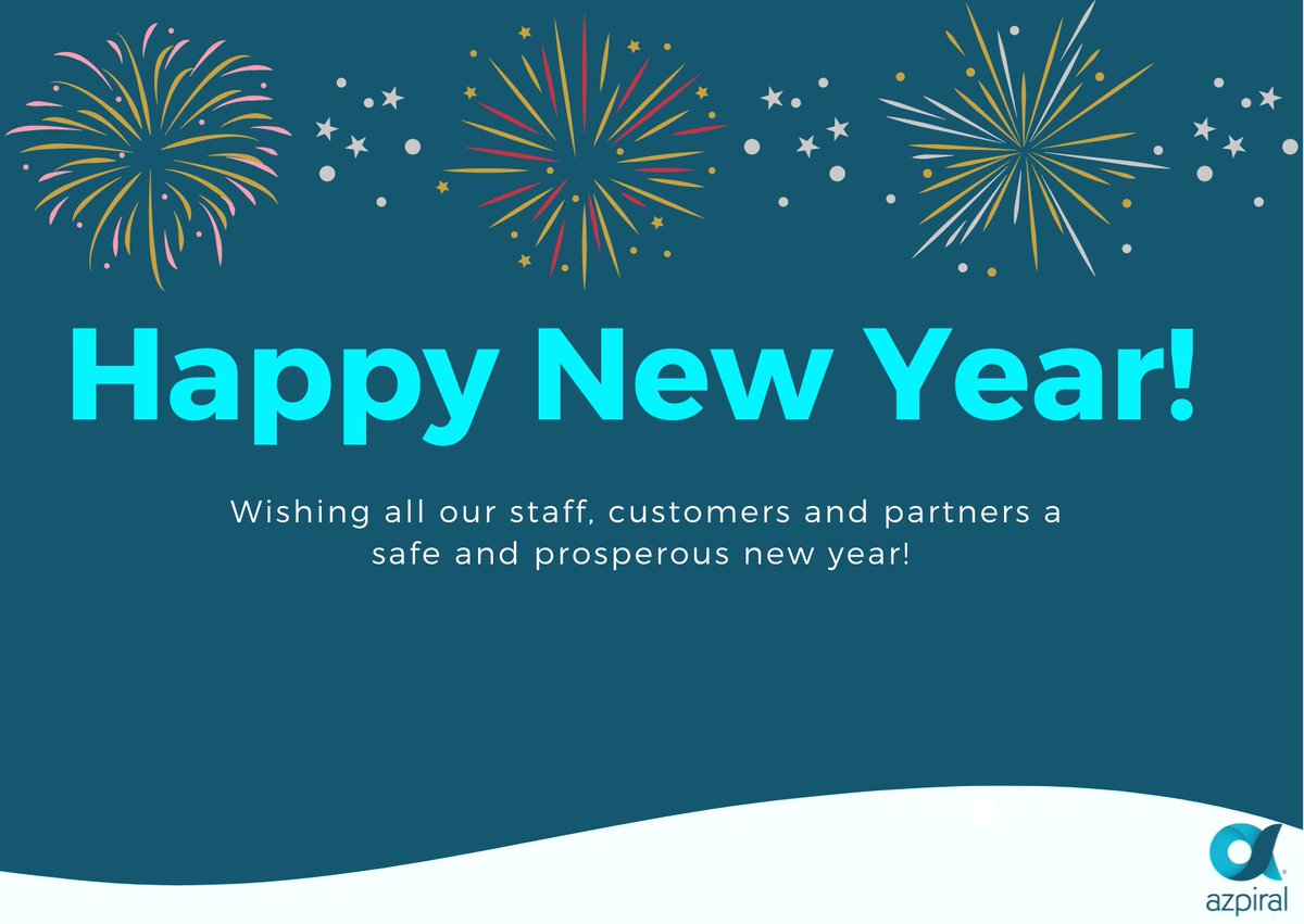 Azpiral's tweet photo. Happy New Years to all our Customers, Staff and Partners! https://t.co/1lvGCGGFhV