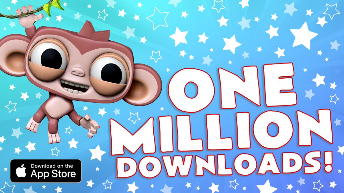 darethemonkey's tweet photo. Dare the Monkey just hit 1 million downloads on the App Store!

A huge thanks to everyone who played it and hope you all have a great 2022 🎉🥳

https://t.co/mYWfYdy2OS

#AppStore #iOS #iPhone #AppleWatch #indiedev #gamedev #indiegames #TopBanana #NewYear https://t.co/5a6bDrr0Zc