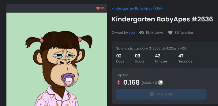 maelw99's tweet photo. @valleyTheCat I got the most viewed in KBA in one day 10.4k views and now top bid is 0.168 eth. you can offer your best price. anyone who bid 2 eth i will accept straight away thank you
@KBabyApes 
#2636 https://t.co/GMOIIMjpsu