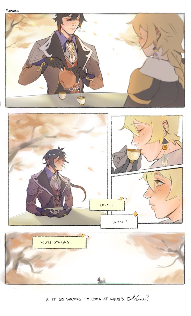 Conversation over tea will be sure to lift your spirits.
#原神 #Zhongli #Aether #鐘空 #Zhongther