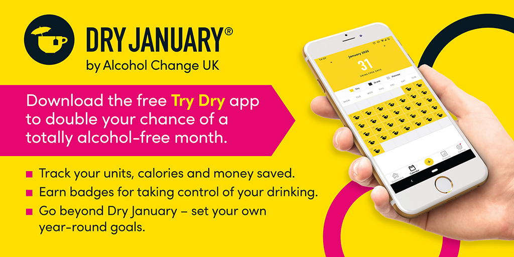 Trying to avoid alcohol in January? Take part in #DryJanuary by downloading the free Try Dry app – it also doubles your chances of a totally alcohol-free month! alcoholchange.org.uk/get-involved/c…
