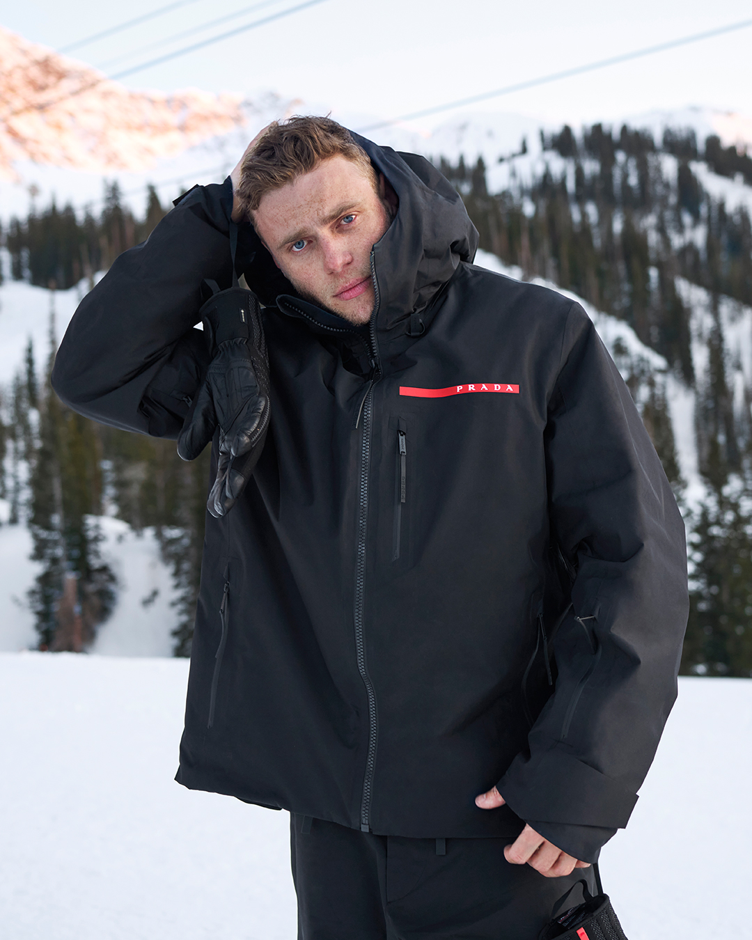 PRADA on X: .@guskenworthy embodies the #PradaLineaRossa ideal: more than  comfortable, ready to excel in any scenario, from the slopes to the screen.  Discover more via at  #PradaFW21   / X