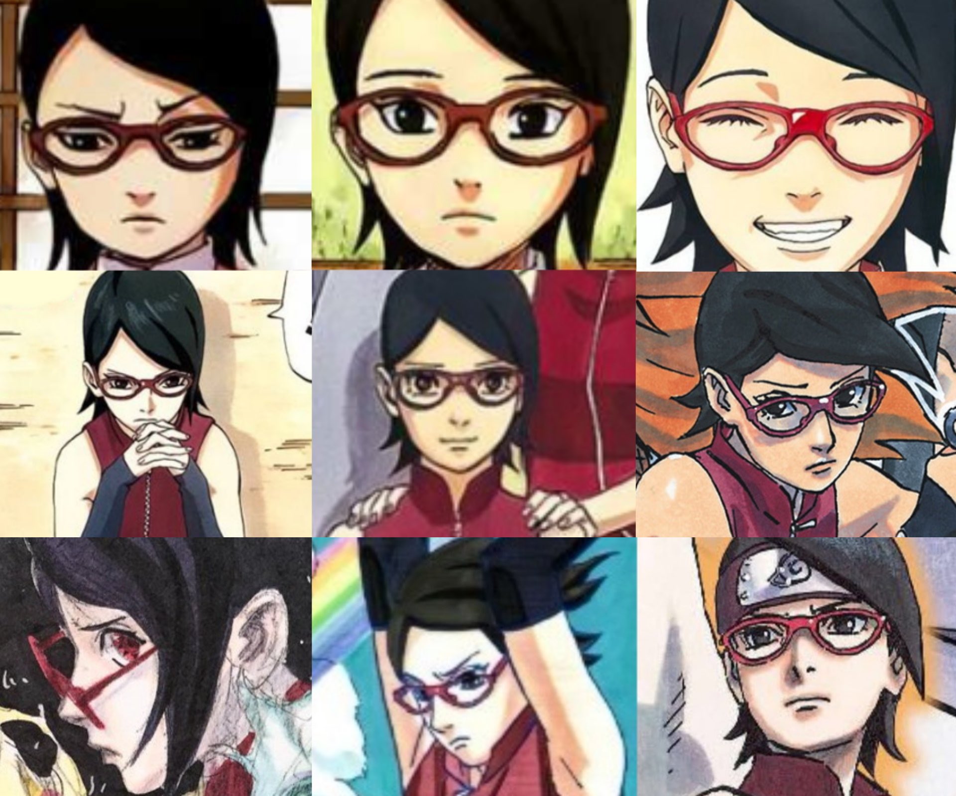 uchiha sarada (naruto and 1 more) drawn by boruto_shell