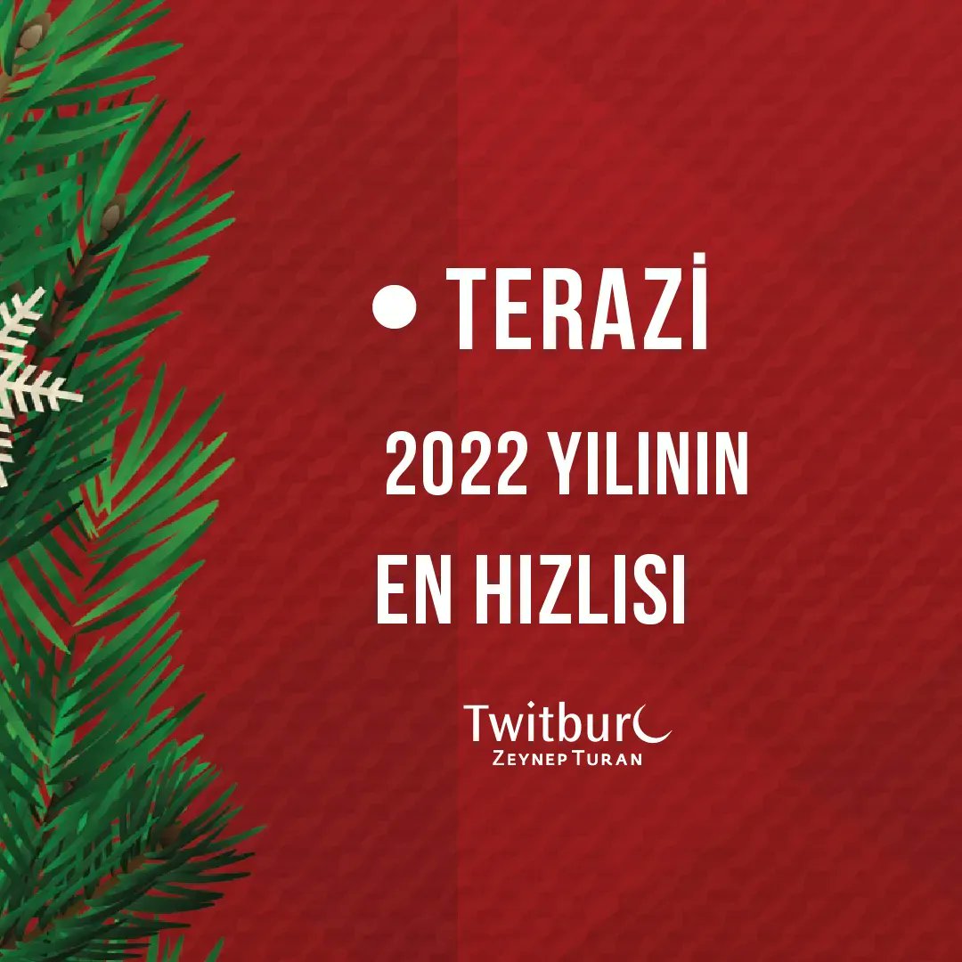 🌲TERAZİ BURCU – EN HIZLISI🌲
🔴 Yaşadığın kadar yaşattın da… 
🔴 Ancak 2022 senin için alışılmışın dışında olacak. 
🔴 Seni tanımlayan en önemli detaylardan bir tanesi hızın olurken seni kimse tutamayacak. 
🔴 Düğümlenen bütün konuları çözeceksin. 
#zeynepturan #twitburc