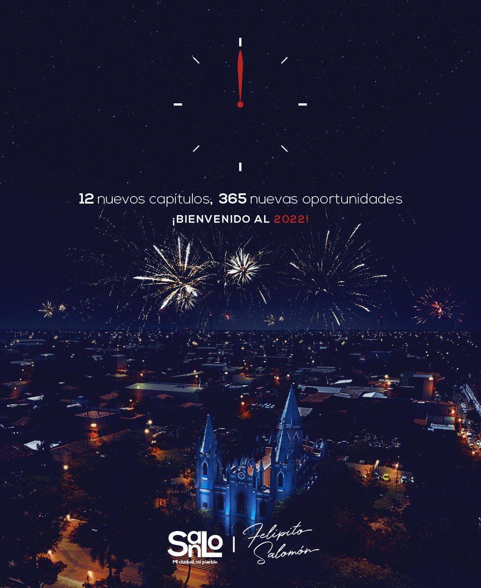 salomonfelipe's tweet photo. El 2022 será un año de muchos desafíos y sueños por cumplir 💪

365 nuevas oportunidades para transformar #SanLo 😎

¡Que tengan todos un exitoso 2022! https://t.co/hw3SalYMEN