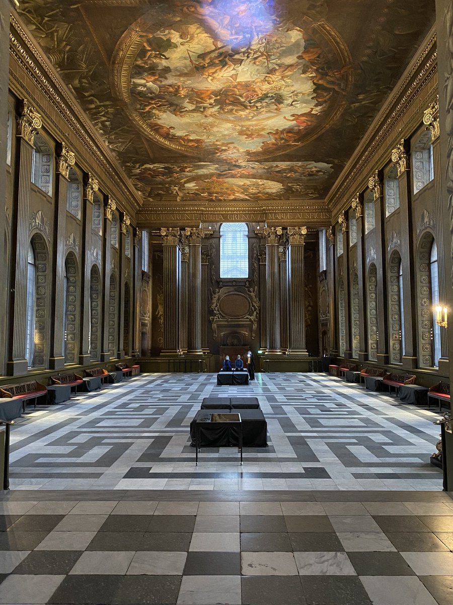 JeuneEcole_pod's tweet photo. One of our volunteers went to the #PaintedHall at the #OldRoyalNavalCollege in #London while on holiday. From 1937-1997 RN naval cadets had dinner in here. What a privilege that would have been! #messdinner #navyculture https://t.co/pKOeKPmdlM