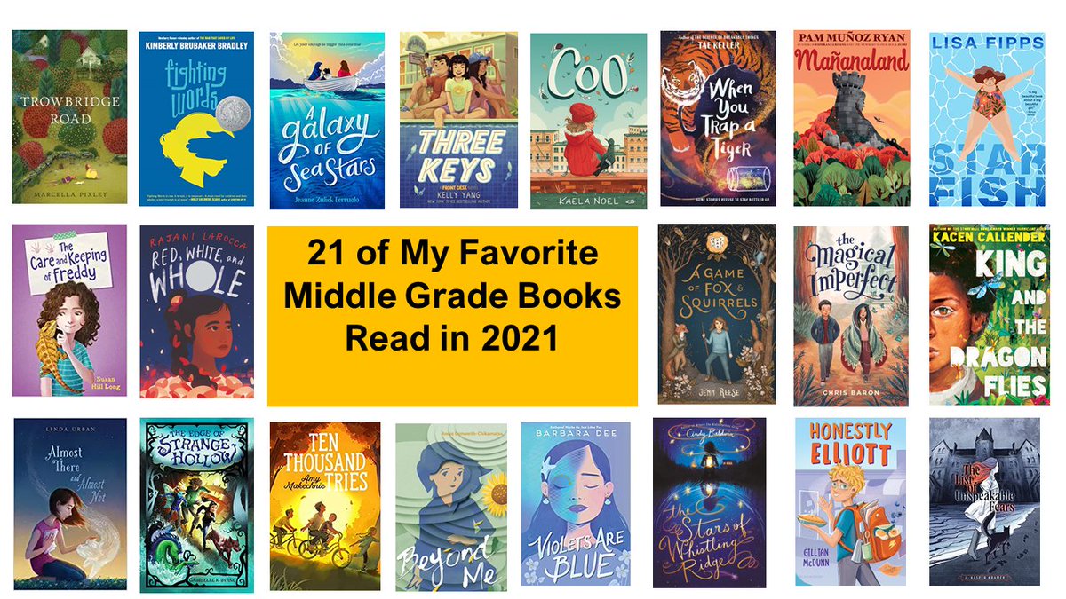 So many great reads in 2021! <a href="/MarcellaPixley/">Marcella Pixley</a> <a href="/JZulFerr/">Jeanne Zulick Ferruolo</a>  <a href="/kellyyanghk/">Kelly Yang</a> <a href="/_kaelanoel_/">Michaela</a> @taekeller <a href="/PamMunozRyan/">Pam Munoz Ryan</a> <a href="/susanhilllong/">susan hill long</a> @rajanilarocca <a href="/jennreese/">Jenn Reese</a> @kacencallender @lindaurbanbooks <a href="/GKByrne/">Gabrielle Byrne</a> @amymakechnie @Barbaradee2 <a href="/gillianmcdunn/">Gillian McDunn</a> @kimbbbradley <a href="/AuthorLisaFipps/">Author Lisa Fipps</a> <a href="/baronchrisbaron/">Chris "a SPARK of hope" Baron</a>