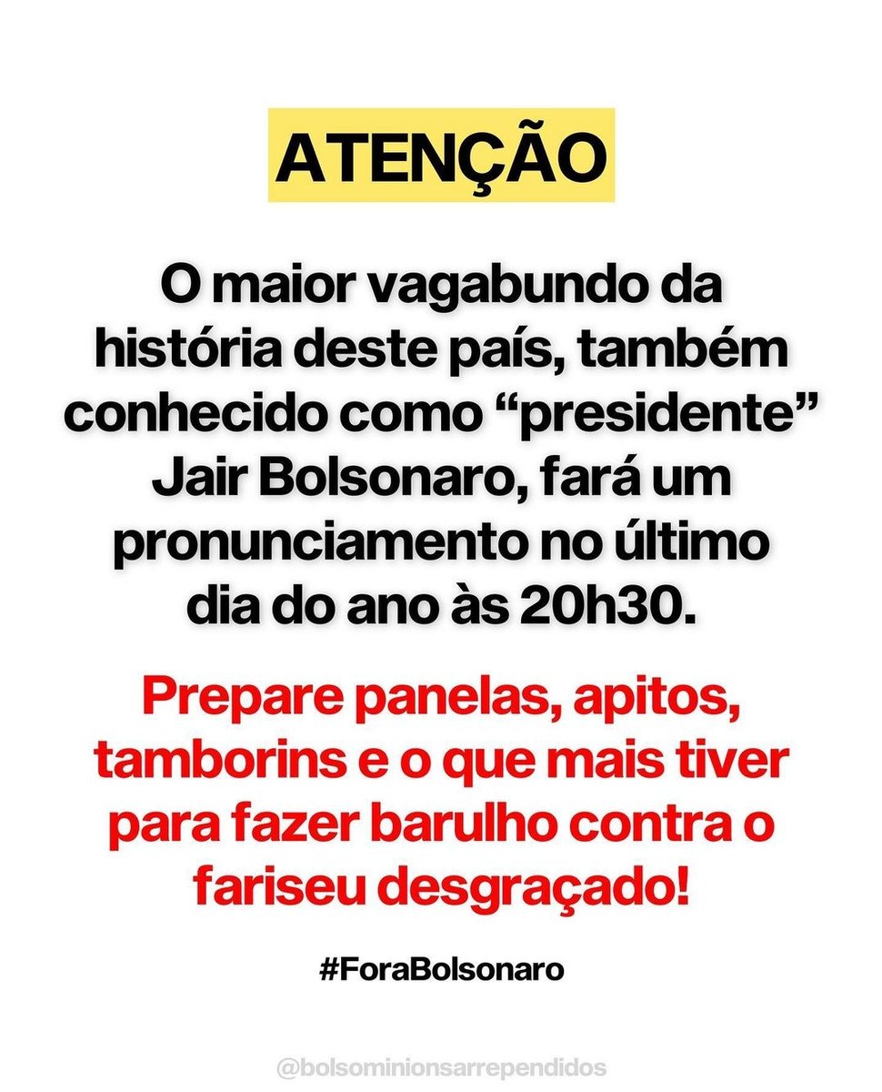 Marcoslulaofici's tweet photo. Hoje tem panelaço contra o vagabundo do presidente genocida! 

#ForaBolsonaroVagabundo https://t.co/O5NQgV0KJ4