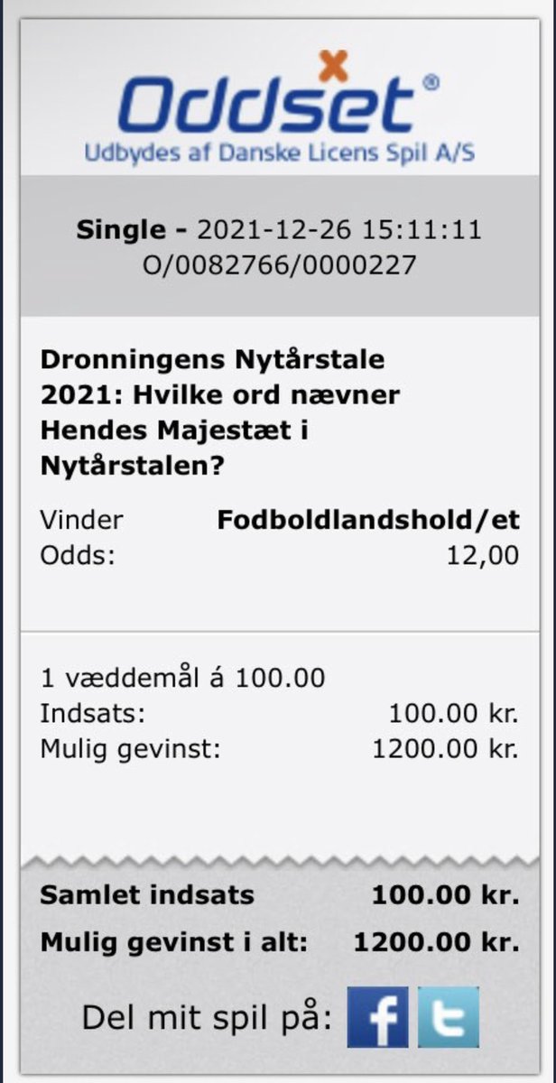 JensRingberg's tweet photo. Dronningen: “Herrelandsholdet i fodbold”.
Mig: “Har jeg så vundet 1200kr., Danske Spil?” https://t.co/GwRlQLJrEg