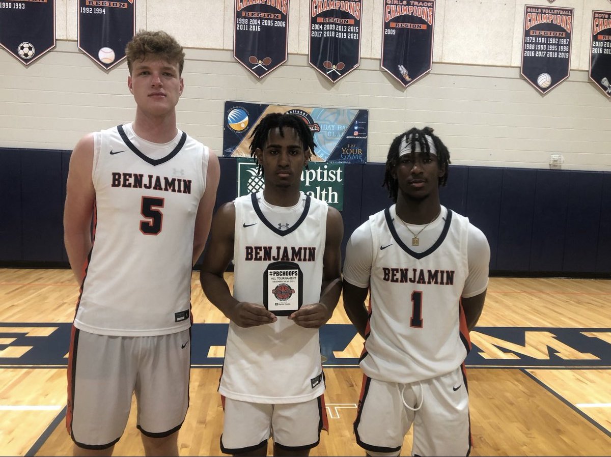 Congrats to this trio <a href="/GavinAydelotte/">Gavin Aydelotte</a> <a href="/Sanjae0/">Sanjae Moncrieffe</a> <a href="/SweetingDarrell/">Darrell Sweeting</a> for being selected as 1st Team All Tournament players in the <a href="/HBCPalmBeaches/">Holiday Basketball Classic of The Palm Beaches</a> Tournament and to <a href="/MicahMaysJr1/">Micah Mays Jr</a> as 2nd Team and Nico Frezin Hon. Mention ‼️ These boys came to play 🔥 <a href="/PBCBBallForum/">#PBCHOOPS</a> <a href="/TBSAthletics1/">Benjamin School Athletics</a>