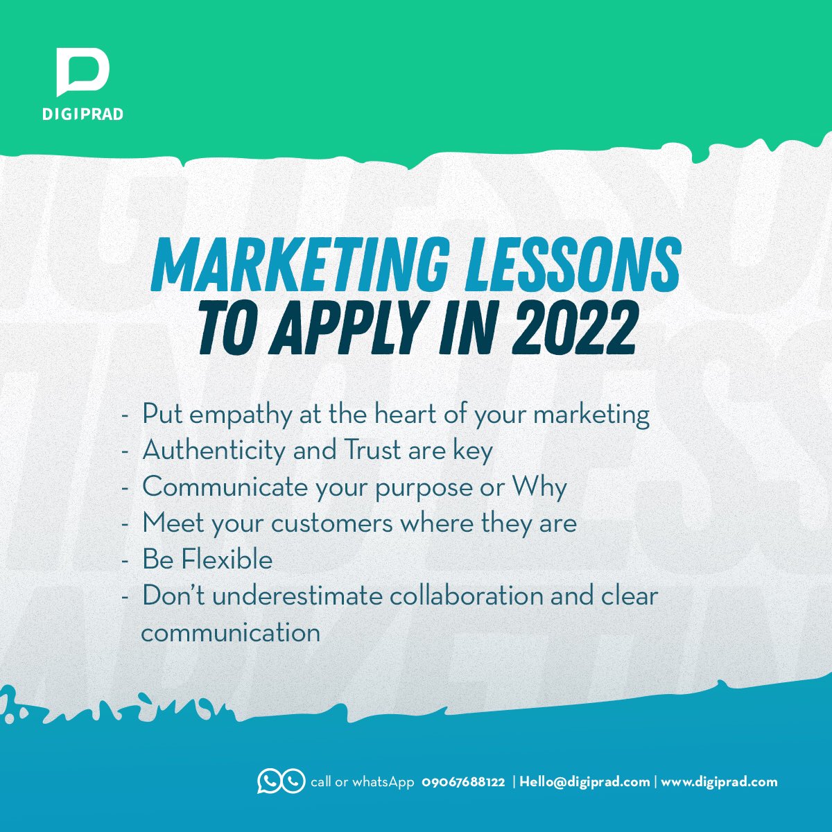 digiprad's tweet photo. To be successful with your marketing in the new year, there are a few things you need to know and apply to your brand.

Understanding these lessons will be helpful to achieving your business objectives.

Which will you implemented for your brand in the new year? https://t.co/bKAhfGVKLw