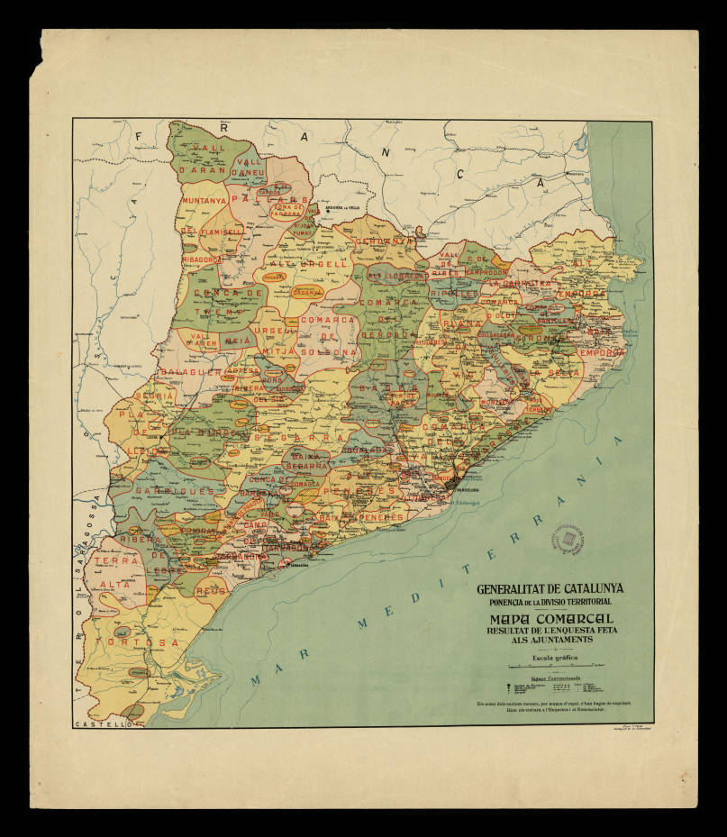 Us imagineu treballar amb un mapa comarcal així?😅 És el que van respondre els ajuntaments fa 90 anys quan la Generalitat els va preguntar: “a quina comarca penseu que pertany el vostre poble?” 

Autoria del mapa: <a href="/ICGCat/">ICGC. Generalitat</a>