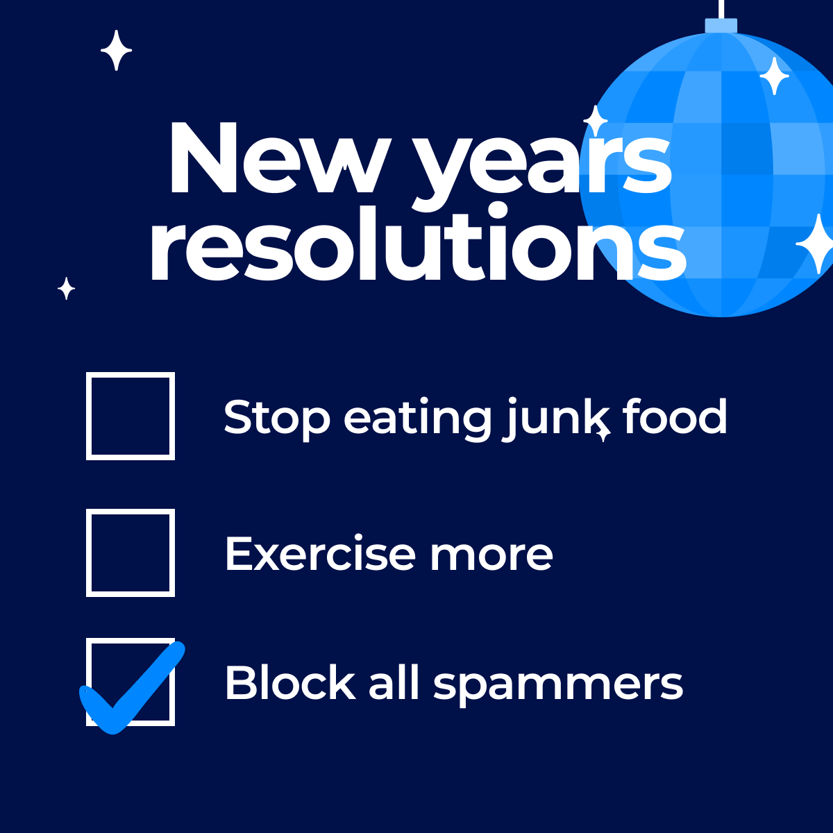 Truecaller's tweet photo. New Year New Me? Naw, we have the same resolution as we did last year!
What about you?
#Spamblocking #Truecaller https://t.co/NjXYXZcueJ