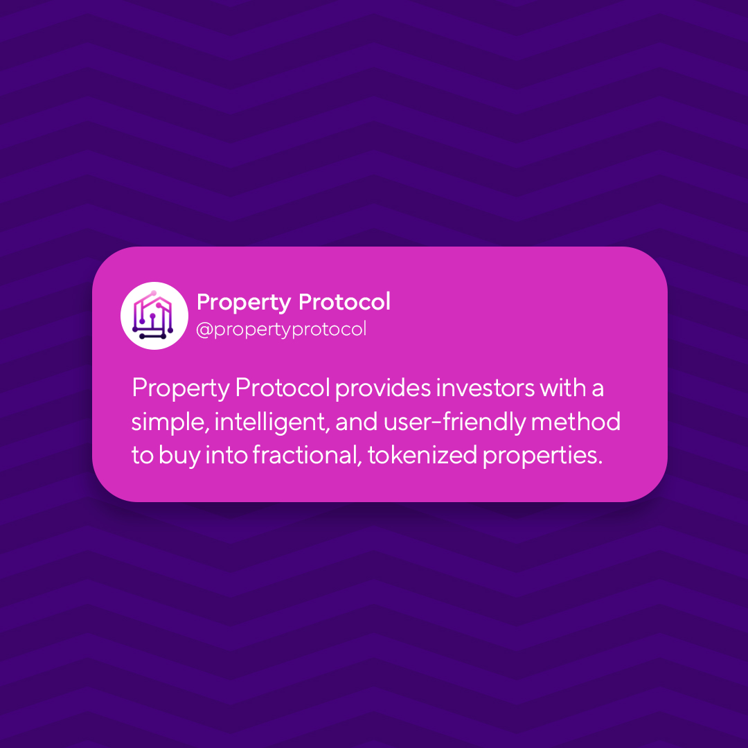PROPprotocol's tweet image. Permissionless, compliant, and first-of-its-kind. Property Protocol provides investors with a simple, intelligent, and user-friendly method to buy into fractional, tokenized properties, means low maintenance property ownership. 💯

Want to know more of it? DM us today ☎️