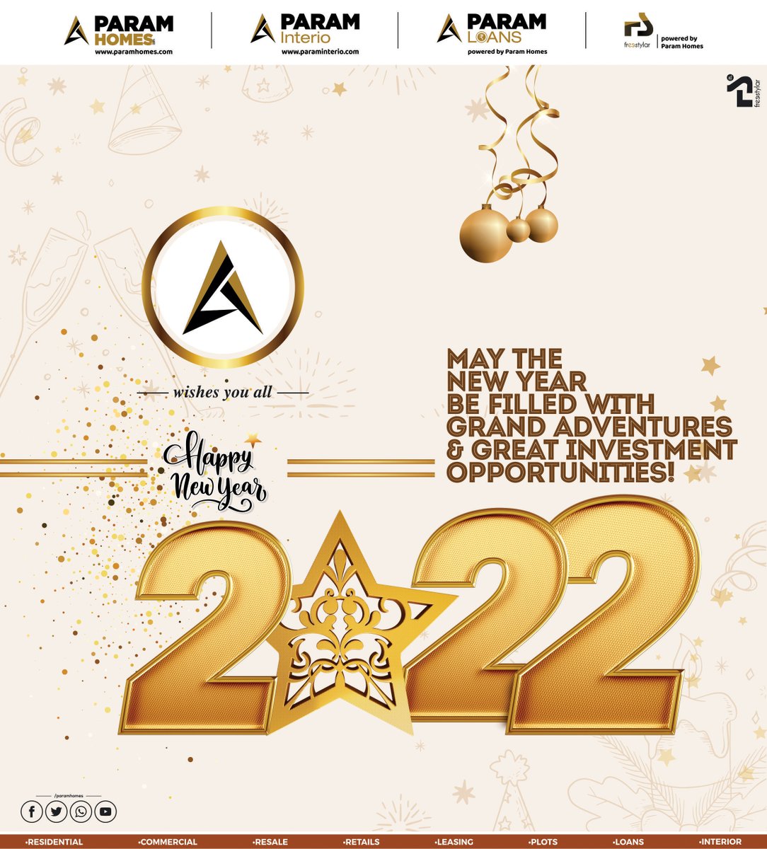 param_homes's tweet photo. May the #NewYear2022 be filled with grand adventures and great investment opportunities! We hope that the year ahead motivate you realise your #dreams!
#ParamHomes Wishing you all a very Blessed &amp;Happy #NewYear2022!
#happynewyear #happynewyear2022 #newyear2022 #wishingnewyear https://t.co/OzVa6RiJoL
