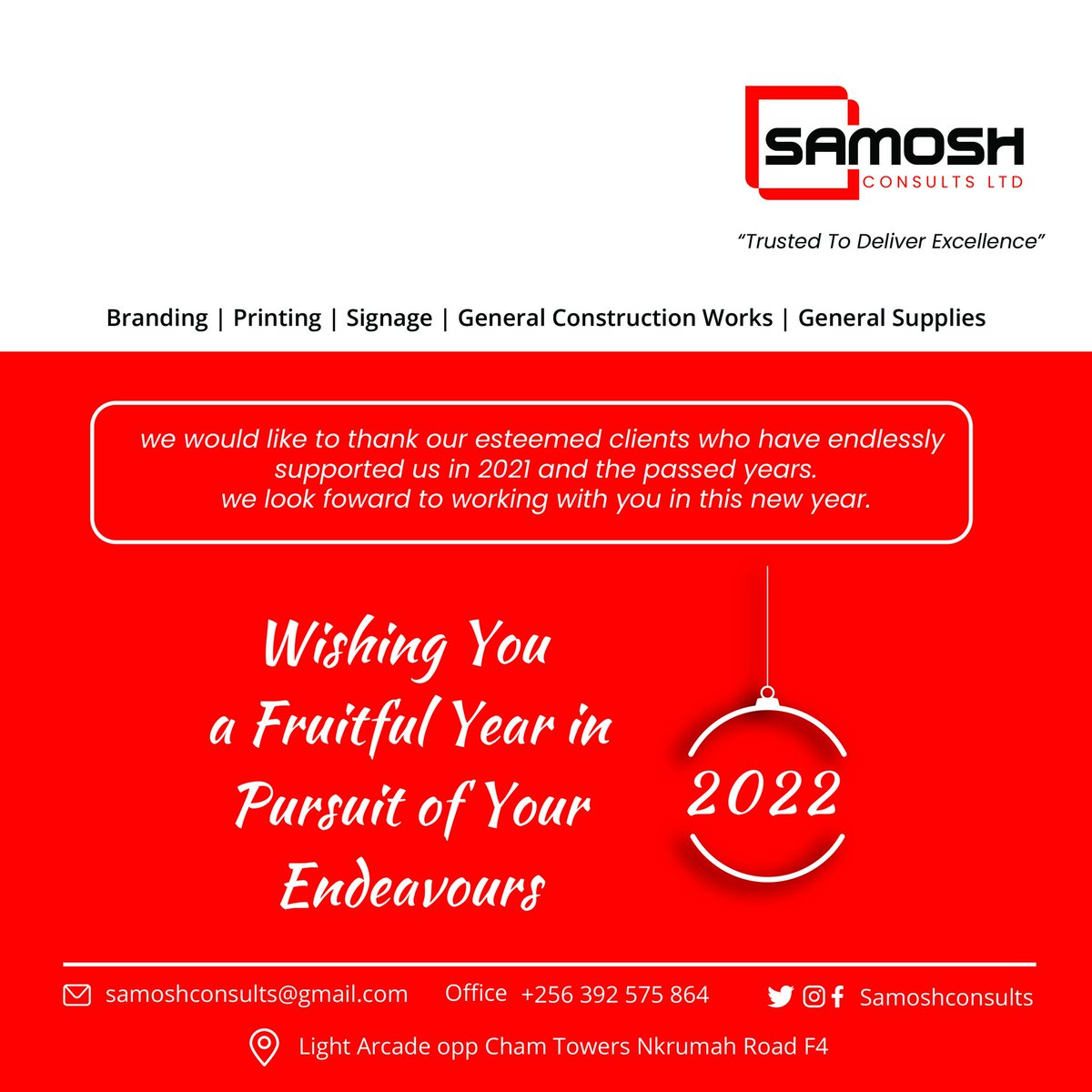 SAMOSHCONSULTS's tweet photo. 2022 our year https://t.co/IP0B6fNDVr