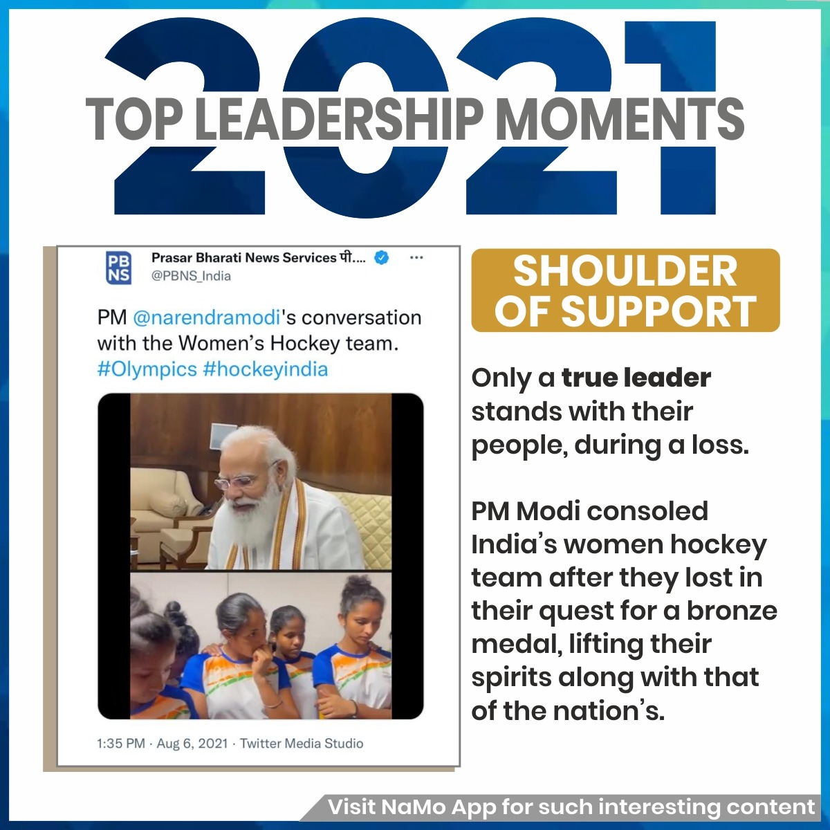 BJP4India's tweet photo. Top leadership moment of 2021!

Know more at https://t.co/k7Zc9PRo7Y

#BigMoments2021 https://t.co/qkRl5fiSa9