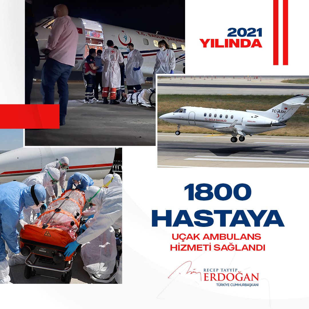 Bin 800 hastamızı uçak ambulans hizmetiyle en kısa sürede tedavi olacakları hastanelerimize ulaştırdık.