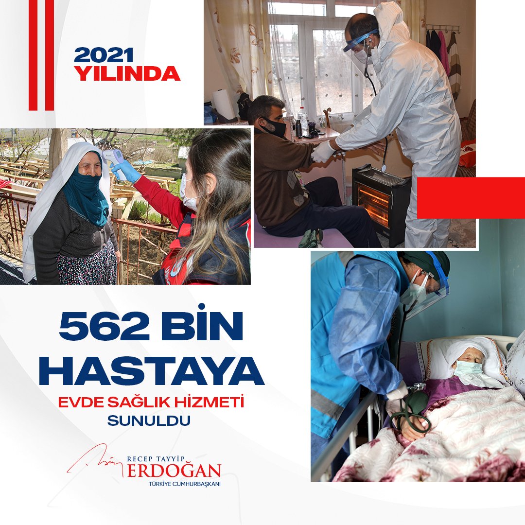 Özellikle kırsal bölgelerimizde yaşayan, eve veya yatağa bağlı olan 562 bin hastamıza evde sağlık hizmeti sunduk.