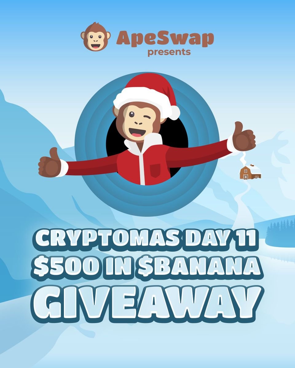 Obie_Dobo's tweet photo. Hey apes! 👋 I am hosting a giveaway for day 11 of #ApeSwap's #Cryptomas ❤️

🎁 10 Winners of $50 in $BANANA
🗓 48 hours long 

🔁 RT this tweet
➡️ Follow me to be eligible
👇 Share one thing you love about yourself https://t.co/VThVmGVmr3