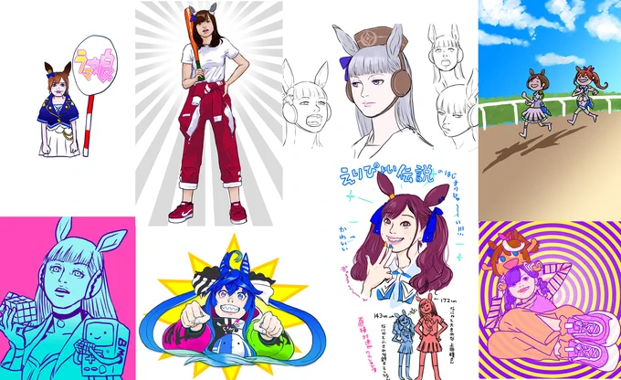 2021、なんだかんだでウマ結構描いたわ…って思ってたがこれだけだったわ 