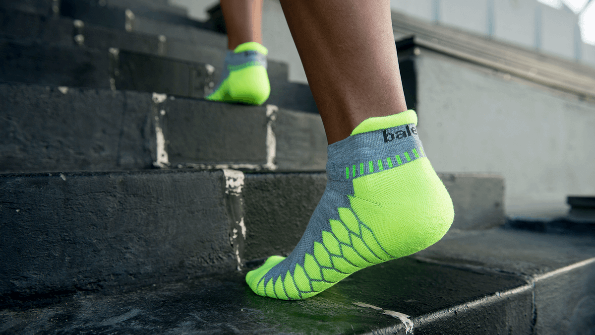 Balega knits these socks from a premium, moisture-wicking fiber for an unbeatable experience. The dense weave adds another layer of cushioning to your run while the deep heel pocket creates a perfect fit. The reinforced heel and toe give you durability for the long haul.