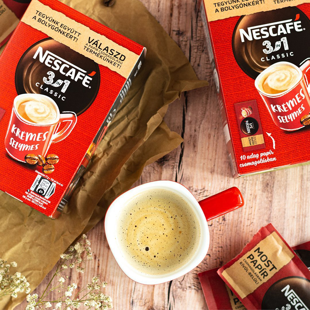 Nestlé on X: Our @Nescafe paper-based packaging for 3in1 Classic came to  life this year in Hungary. The format, flavors and recipe remain unchanged,  but the packaging provides a sustainable choice for