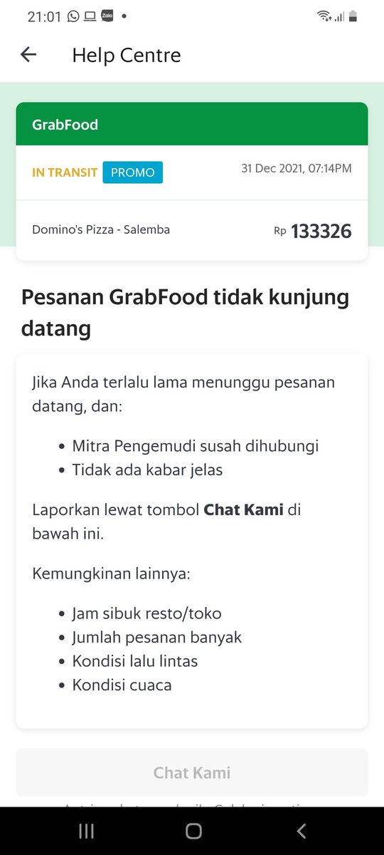 rumtje's tweet photo. @dominos_id @GrabID order jam 7.15, sampe 21.06 belum tiba. CS nggak bisa dikontak. Order gak bs dicancel. hrs gmn?? ikhlas?? https://t.co/PuFhg1784O