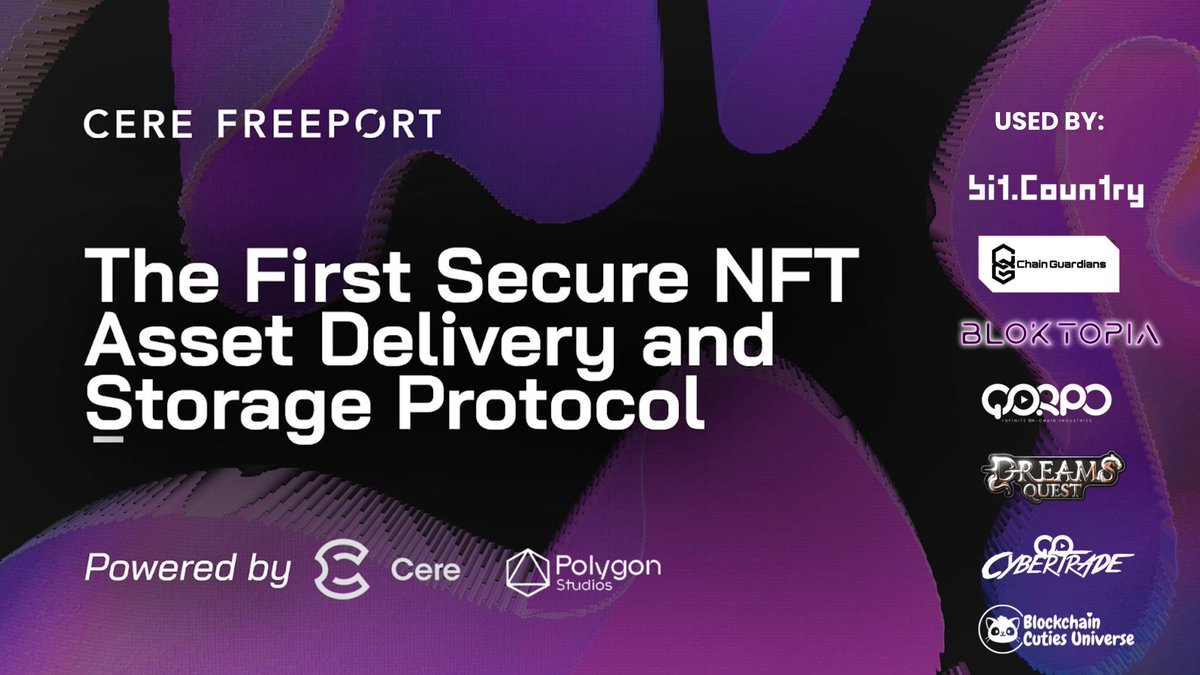 Cere launches Cere Freeport with 5+ projects in collaboration with @_PolygonStudios🚀

First projects to be using Freeport:
⭐️<a href="/BitDotCountry/">Bit.Country</a>
⭐️<a href="/DreamsQuestNFT/">Dreams Quest</a>
⭐️@Chain_Guardians
⭐️<a href="/BlockchainCutie/">Blockchain Cuties Universe  #PlayToEarn #NFT Game</a>
⭐️@qorpoco

Blog: bit.ly/freeport-relea…
Website + video: cere.network/freeport.html