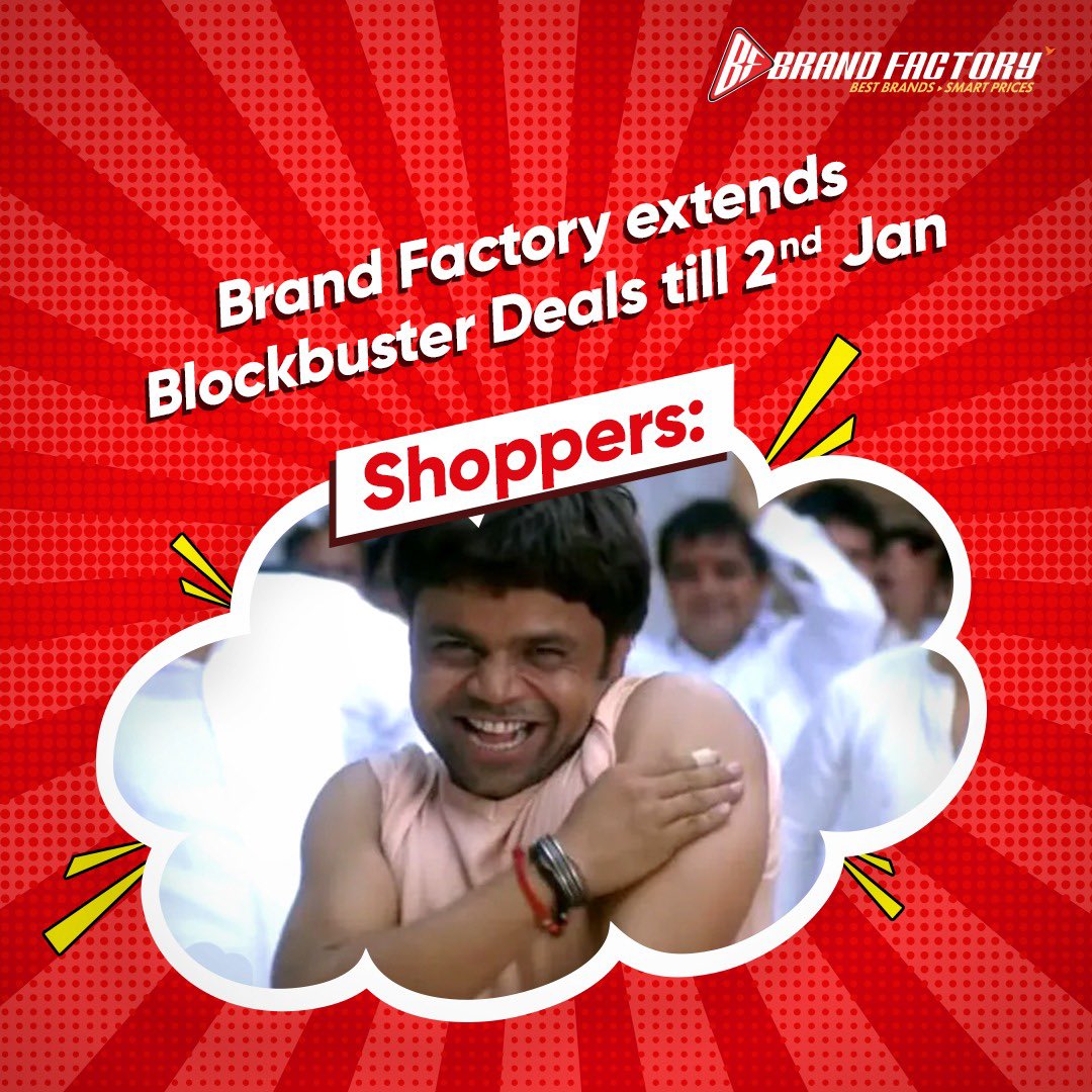 BrandFactoryIND's tweet photo. Chup chup ke nahi! Ab shop karo dil khol ke with Blockbuster Deals!
Get crazy deals on branded shoes, luggage, jackets and denims by top fashion brands till 2nd Jan, 2022 now!
Locate a store today to shop with Blockbuster Deals - https://t.co/HqdktILmZy
#BlockbusterDeals https://t.co/AtpZtS5psc