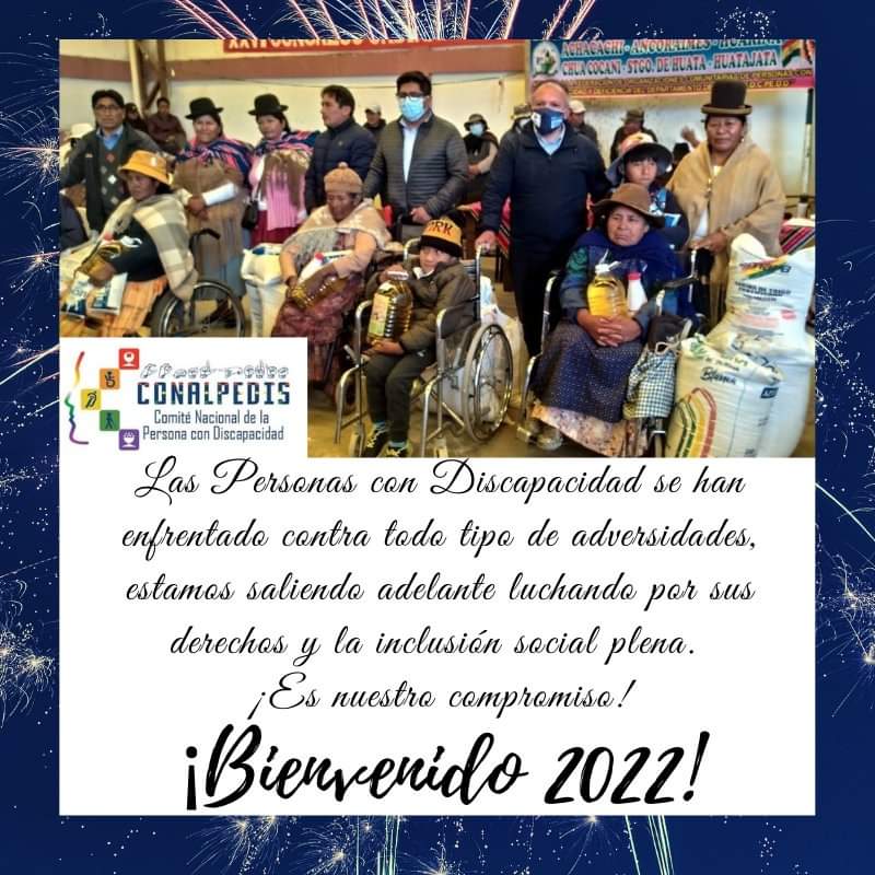 ConalpedisBol's tweet photo. ¡¡¡Bienvenido 2022!!! 
¡¡¡Sigamos luchando por los derechos de las personas con discapacidad!!!
#laspersonascondiscapacidadestamossaliendoadelante
#conalpedisbolivia
#añonuevo2022 https://t.co/QyRS0EUF0a