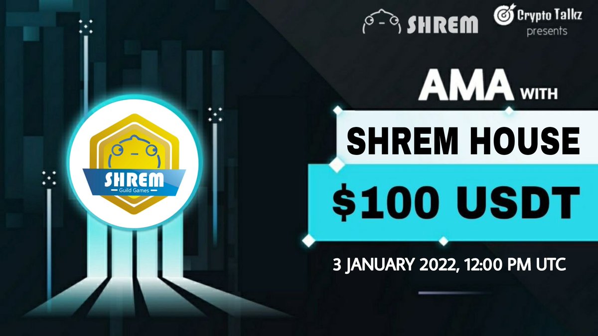 CryptoTalkzInfo's tweet photo. Crypto Talkz will host AMA with ShremHouse on 3 January 2022 at 12:00 PM UTC

💰Rewards Pool : $100 USDT

🏠Venue : https://t.co/lzUOspydA2

Rules:
1⃣ Follow @CryptoTalkzInfo &amp; @ShremHouse
2⃣ Like &amp; Retweet
3⃣ Comment Questions &amp; Tag 3 Friends (max 3 questions) https://t.co/TijaWXZsTb