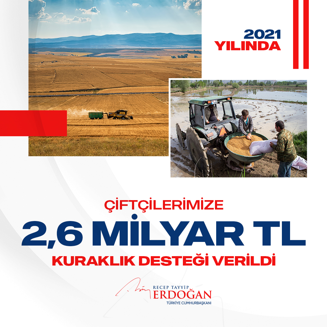 Çiftçilerimize 2,6 milyar TL kuraklık desteği verdik.